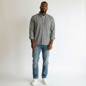 BERETTA - Men's Black and White Checkered Shirt - Size XL -‎ 100% Cotton B3